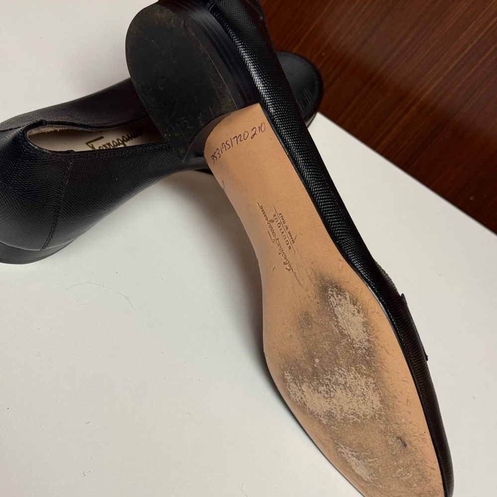 Salvatore Ferragamo Black With Gold tone logo Loafers - Picture 11 of 11